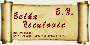 Belka Niculović vizit kartica